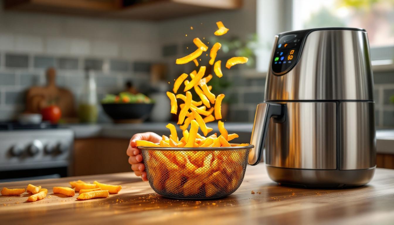 ontdek de eenvoudige truc om je airfryer-frietjes eindelijk lekker krokant te krijgen. lees snel hoe je perfecte, knapperige frietjes maakt met deze tip!