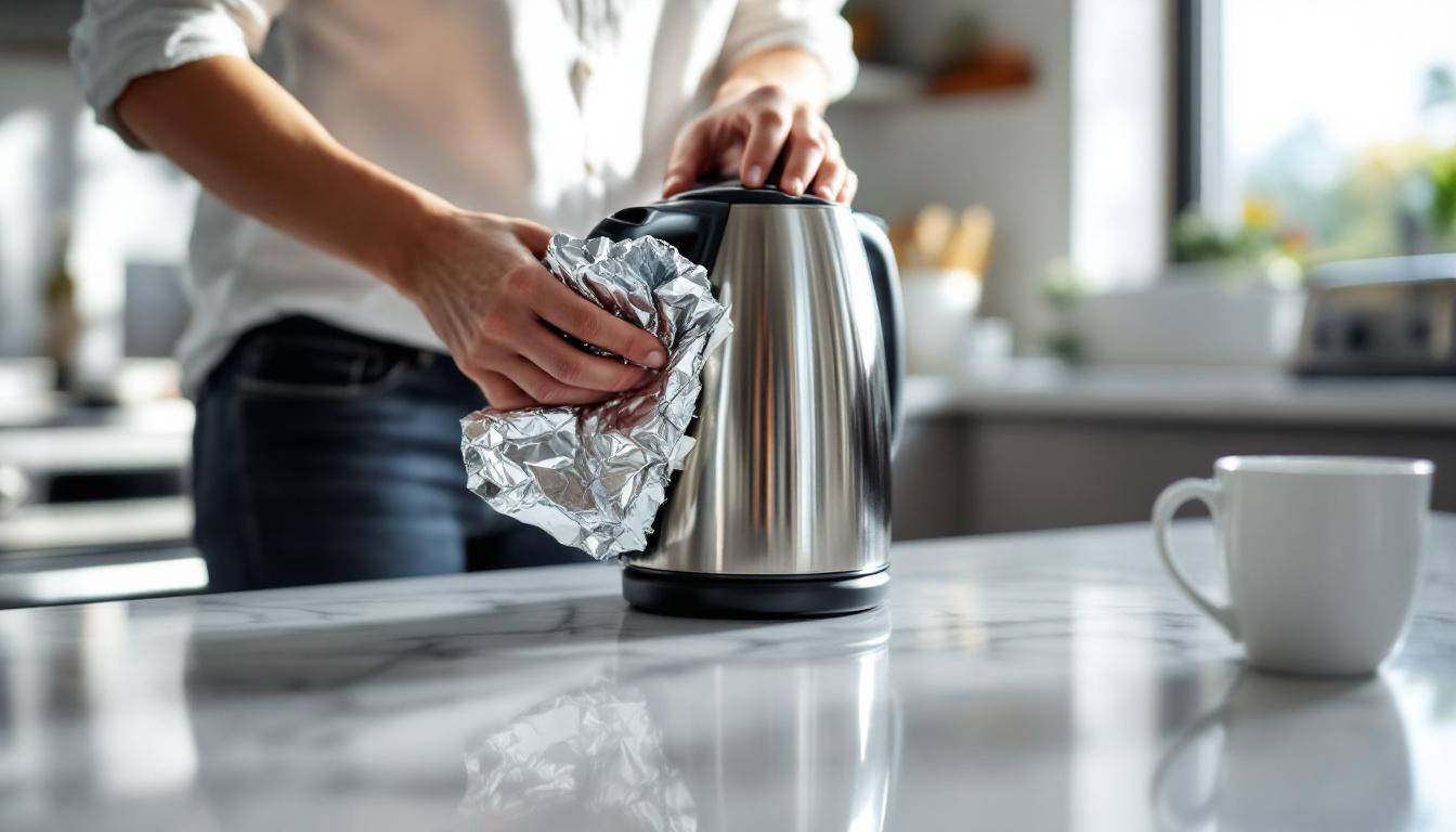 ontdek de verrassende truc met aluminiumfolie om je waterkoker weer als nieuw te maken. eenvoudig, snel en effectief reinigen voor een glanzend resultaat!