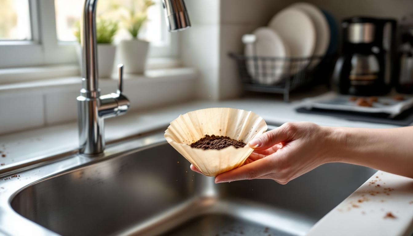 ontdek waarom het weggooien van koffiedik in de gootsteen onverwachte problemen kan veroorzaken en hoe je dit kunt voorkomen.